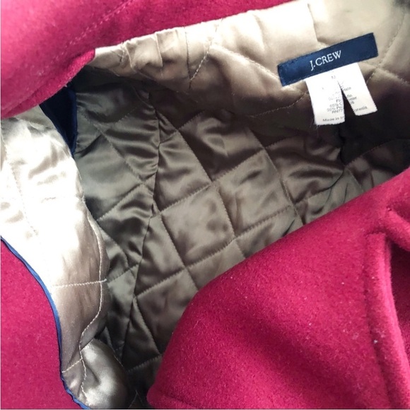 J Crew Red Double Breasted Peacoat Size Medium Wool Blend NWOT - Picture 3 of 8